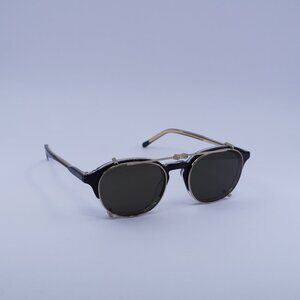 Gucci GG1212S 002 Sunglasses Black/Gold Round Frame, Crystal with Clip-On Lenses